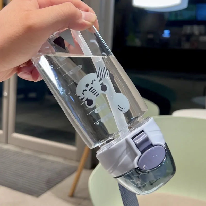 550ml Kids Sippy Cup Water Bottles Creative Cartoon Feeding with Straws and Lids Spill Proof Portable Toddlers Beverage Cups