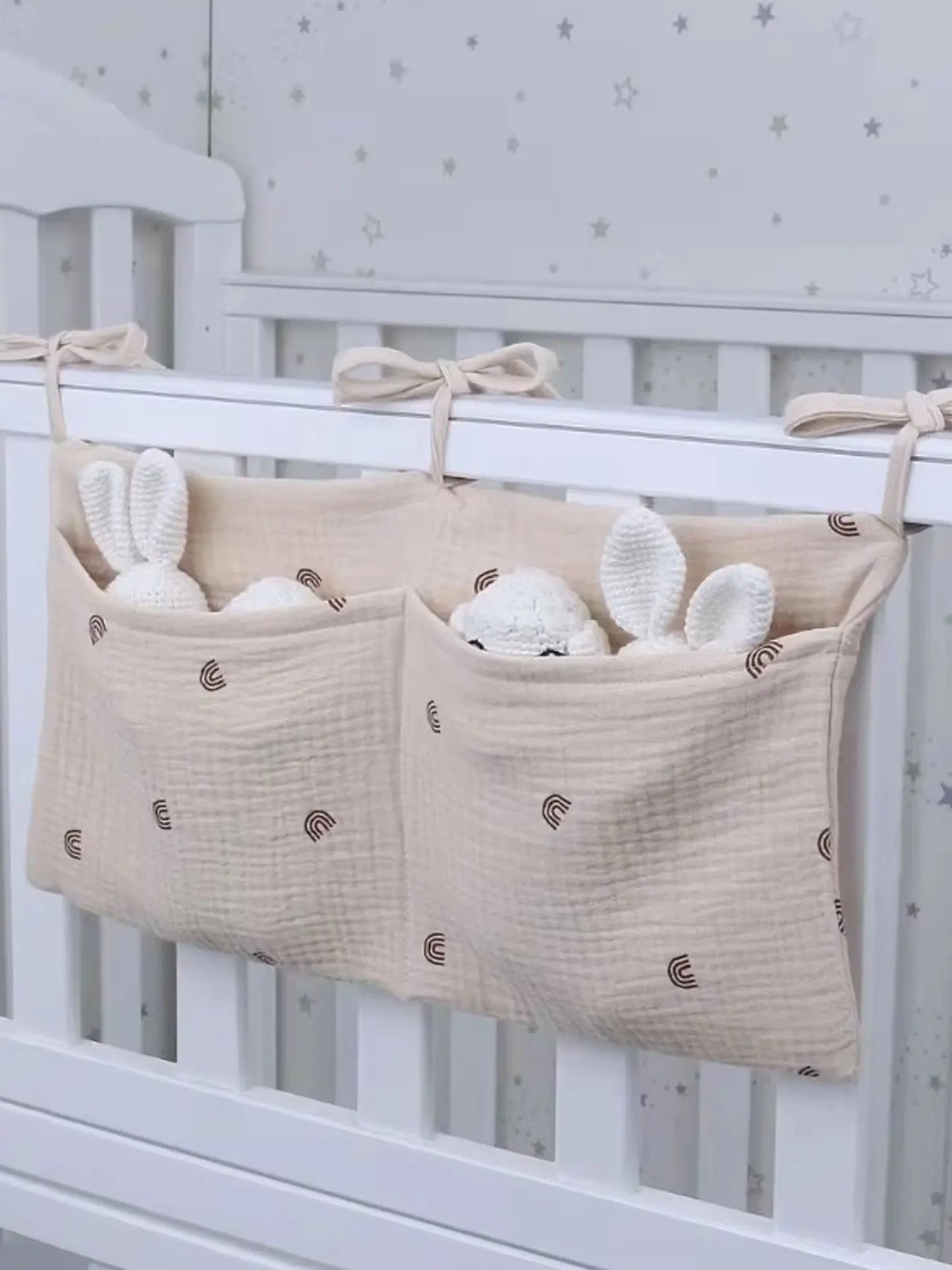 Baby bedside dual-pocket storage bag Portable diaper storage bag Newborn bedside multi-functional storage bag cute