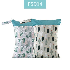 HappyFlute 2Pcs Waterproof Washable Dry And Wet Separation Baby Cloth Diaper Nappy Bag Travel Wetbag For Pool And Beach