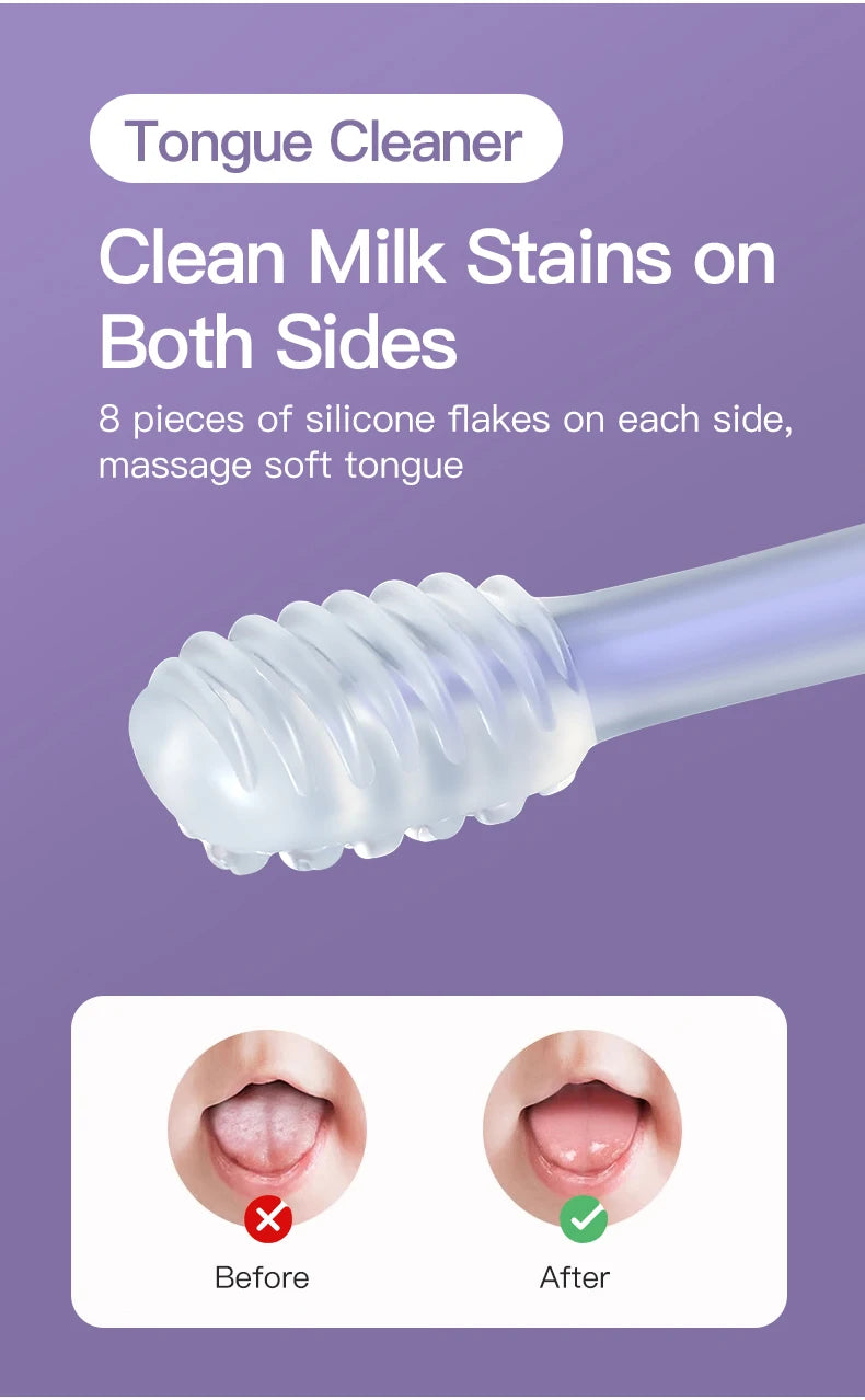 Infant Baby Silicone Deciduous Teeth Toothbrush Oral Tongue Cleaner With PP Storage Box