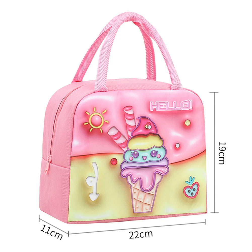 Kids Lunch Bag For School Portable Thermal Bag Children Cartoon Insulated Lunch Bag Cooler Bento Pouch Dinner Picnic Handbags