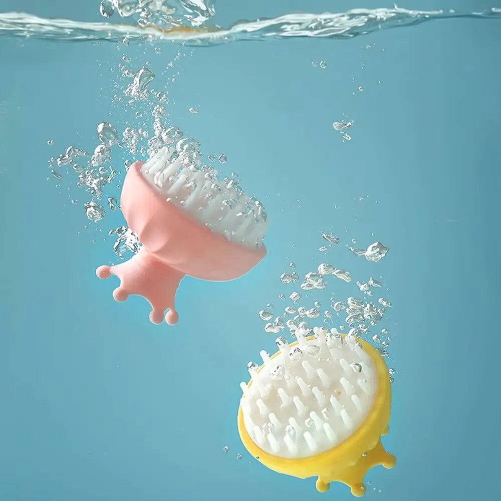 Baby Hair Washing Comb Bathing Spa Kids Shower Brush Comb Scalp Hair Massager Silicone Shampoo Wash Brush Head Body Massage Comb