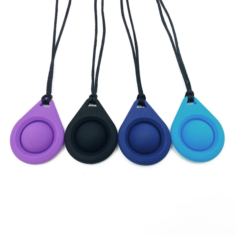 Baby Silicone Teether Kids Chew Necklace Sensory Chewy Pendant Teething Toys for Autism ADHD Special Needs