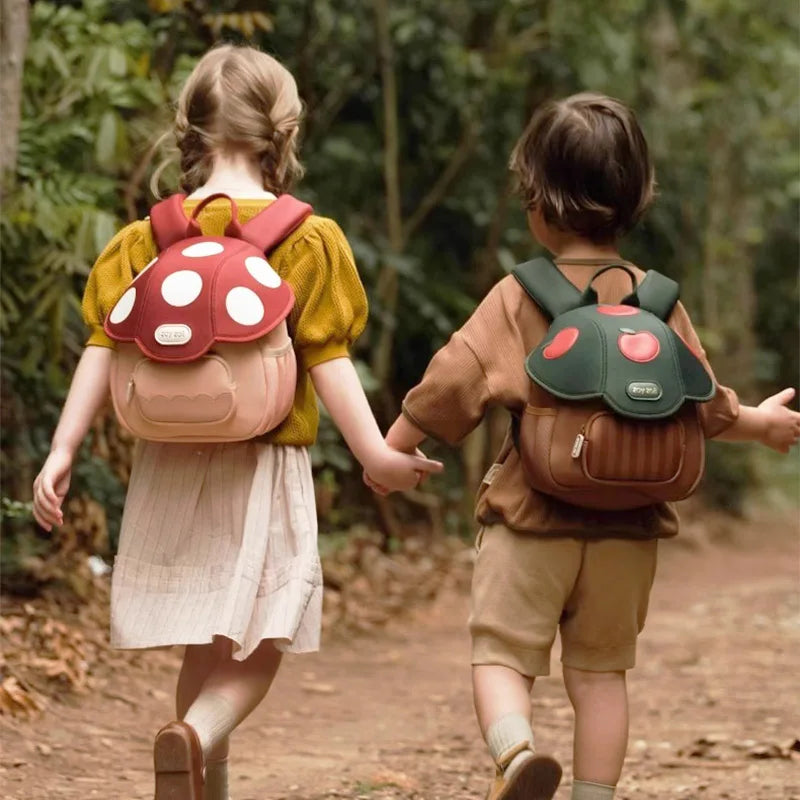 Kid Backpack Cute Mushroom Apple Kindergarten Cartoon Pink Mini Travel Bag Schoolbag Preschool Gift for Toddler Girl Boy 3-6