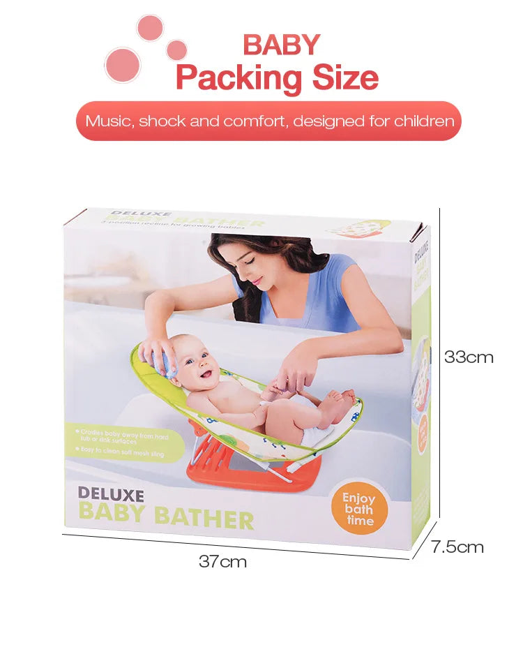 Summer Deluxe Baby Bather Seat Comfort Folding Baby Bather Rocking Chair Baby to Toddler Bath Tub - No-Slip Seat
