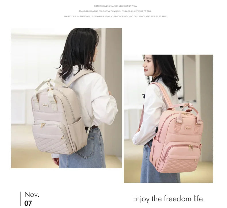 New Mommy Diaper Bags with Diaper Pad Nursing Bags Maternity USB Multifunctional Portable Large Baby Stroller Hanging Bag