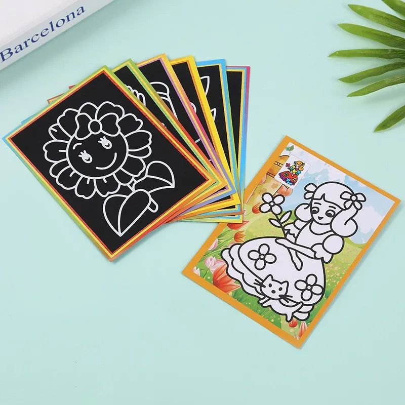10pcs Children Scratch Montessori Drawing Toys DIY Paper Cartoon Art Painting Education Montessori Children Kids Baby Toy Gifts