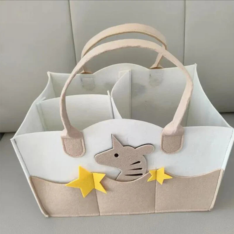 Baby Diaper Caddy Organizer Portable Nursery Essentials Storage Basket Bin Felt Diaper Bag Baby Organizer Pocket Mom Tote Basket
