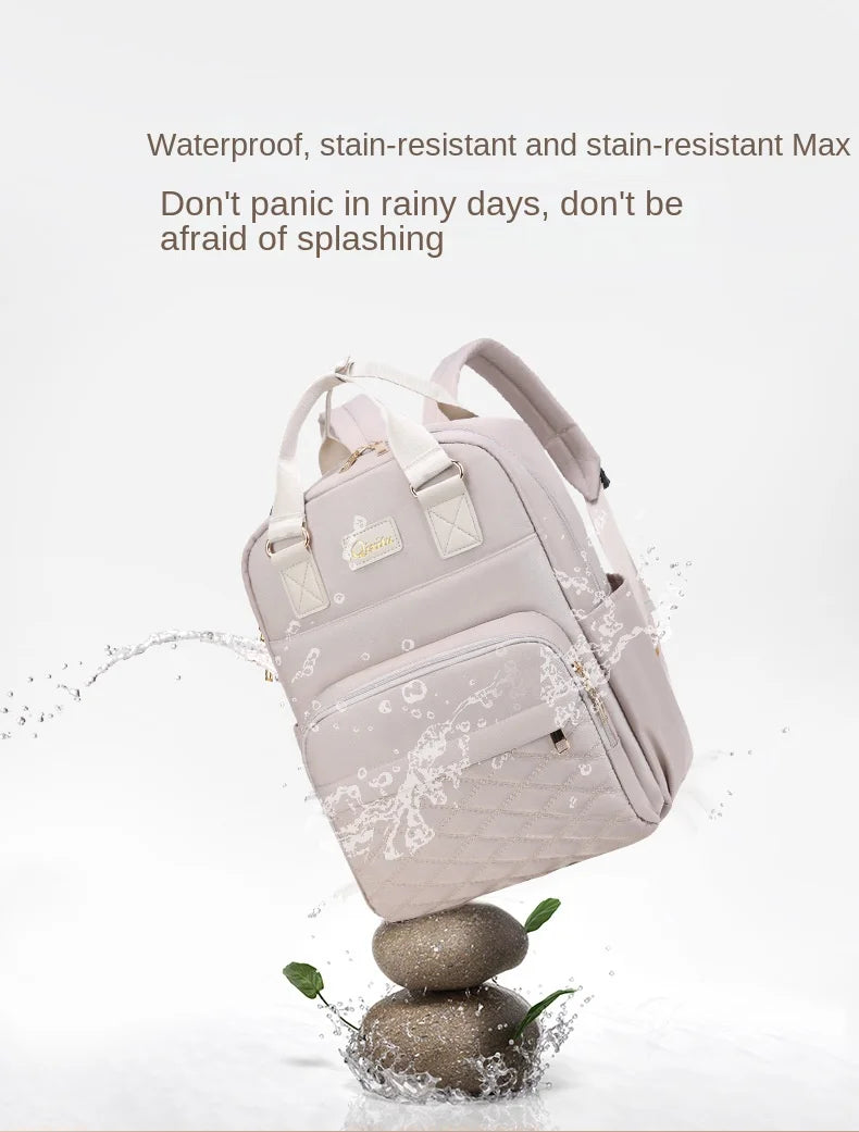 New Mommy Diaper Bags with Diaper Pad Nursing Bags Maternity USB Multifunctional Portable Large Baby Stroller Hanging Bag