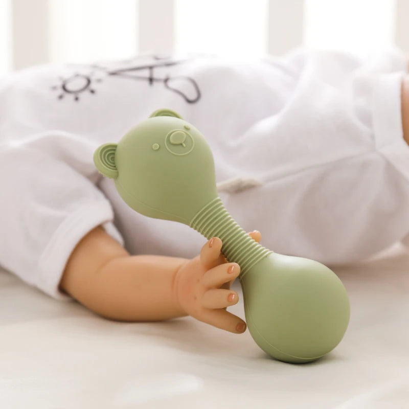Baby Silicone Sand Hammer Toys 0 12 Months Baby Teether Toys Cartoon Bear Make Hoise Maracas Silicone Accessories for Babies