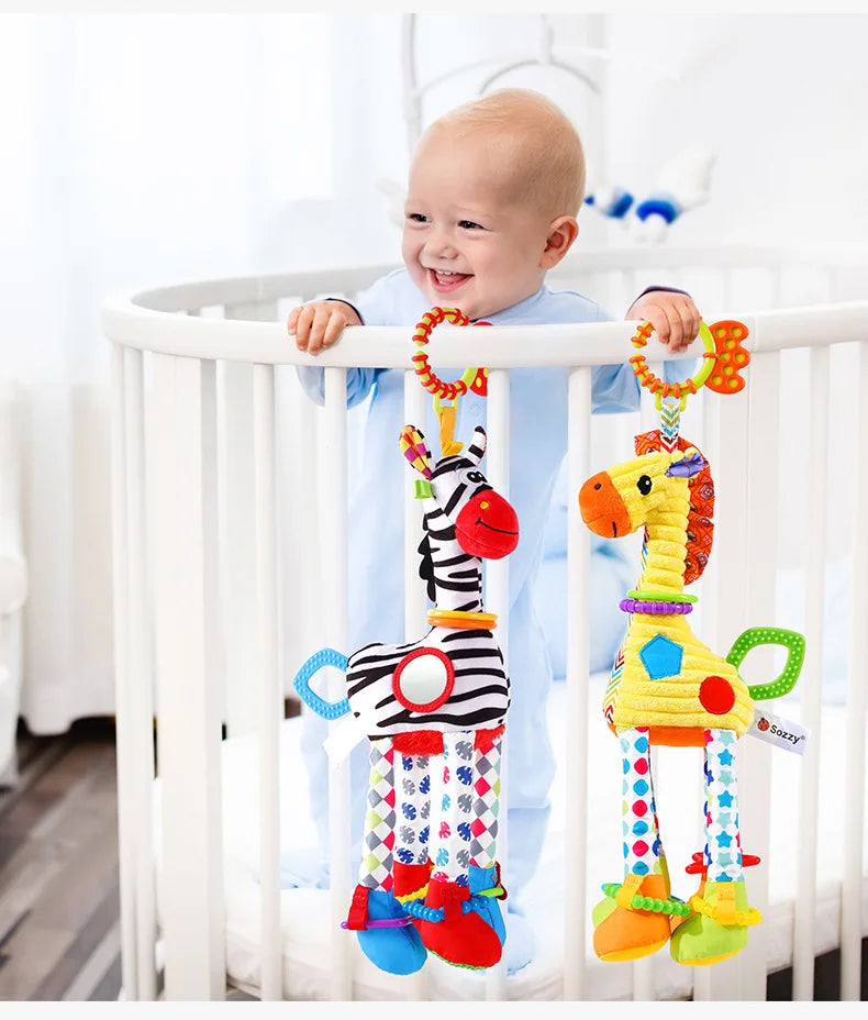 Soft Infant Crib Bed Stroller Mobile Hanging Rattle Baby Educational Toys Brain Developmental Hand Grip Cute Stuffed Animal Toys