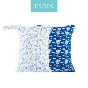 HappyFlute 2Pcs Waterproof Washable Dry And Wet Separation Baby Cloth Diaper Nappy Bag Travel Wetbag For Pool And Beach