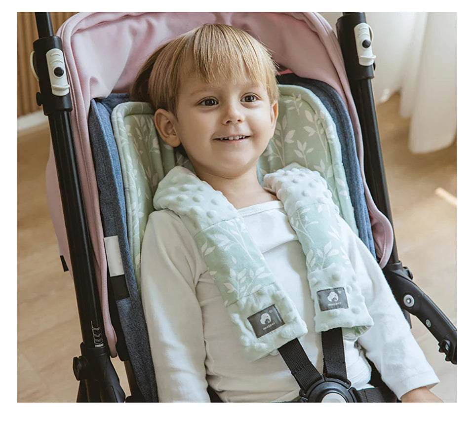 Stroller Cushion & Seat Belt Cover 2Pcs/Set Universal Baby Pram Seat Pad Soft Kids Pushchair Car Mat Stroller Accessories