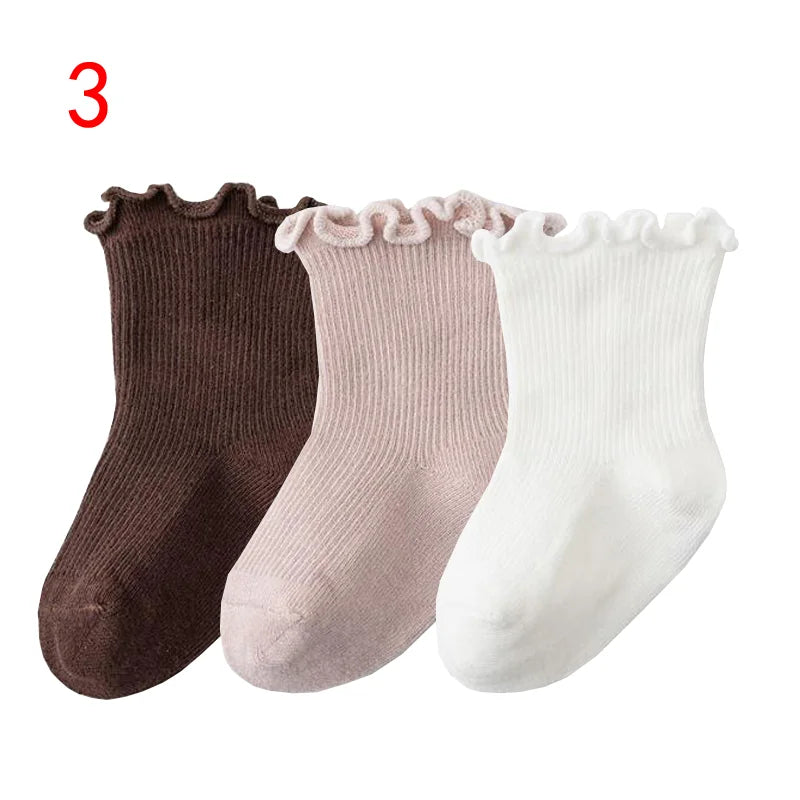 3Pair/lot New Boys and Girls Solid Color Baby Socks