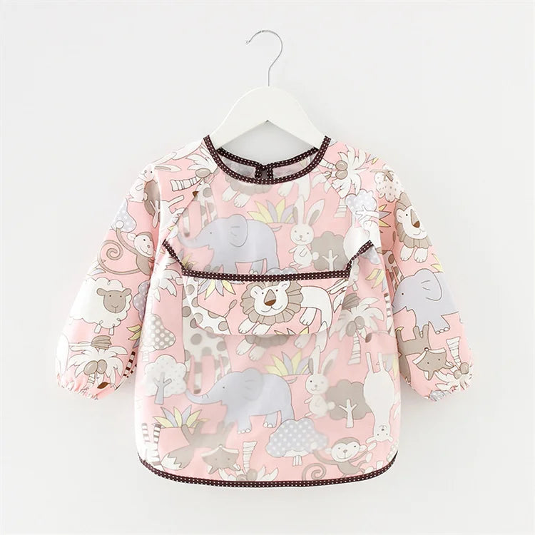 Newborn Baby Bibs Blouse Waterproof Long-sleeved Reverse Dressing Infant Eating Clothes Apron Bib Protective Clothing 0-2Years