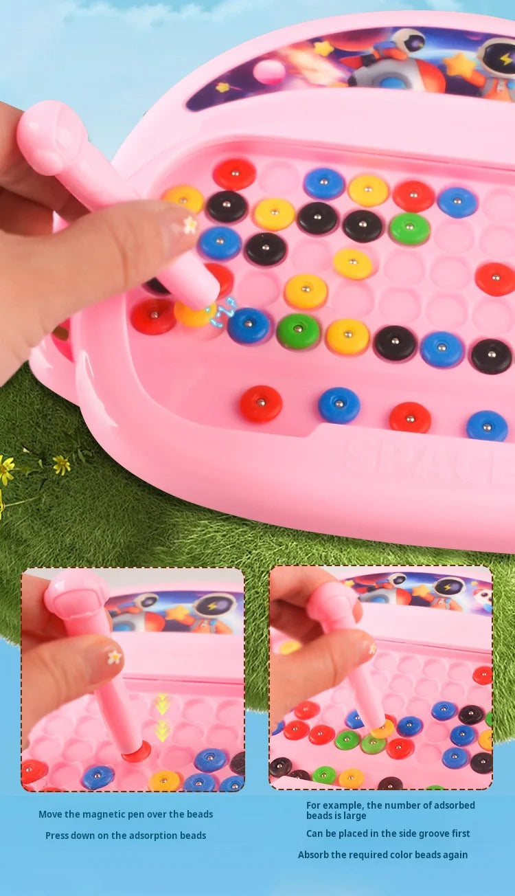 1 PCS Children's Magnetic Doodle Board with Pen & Beads Drawing Toy for 3-8 Years Kids Educational Boy Girl Montessori Gift