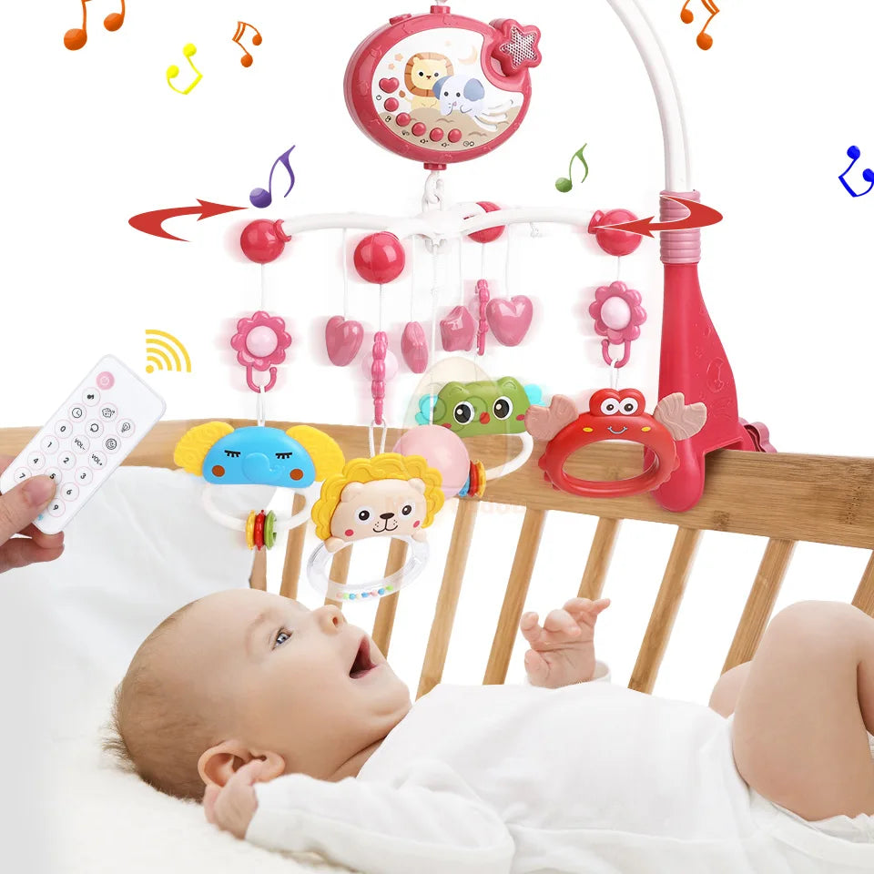 Baby Crib Mobile Rattle Toy For 0-12 Months Infant Rotating Musical Projector Night Light Bed Bell Educational For Newborn Gift