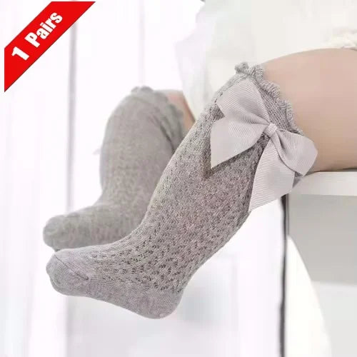 1/3Pairs Baby Girl Socks Toddler Big Bow Cotton Summer Mesh Infant Knee Socks Newborn Long Princess Socks For Girls 0-24Month