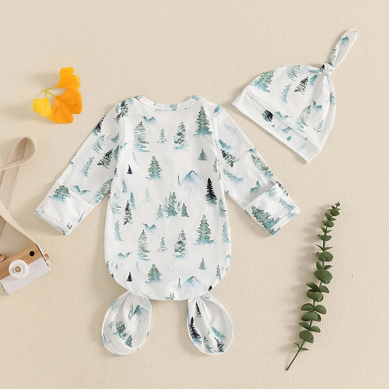 Organic Cotton Long Sleeve Baby Sleep Sack with Cute Animal Print Newborn Gown Baby Wearable Blanket for Girls and Boys