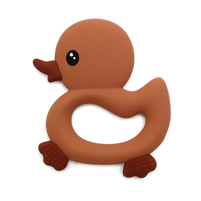 Food Grade Soft Silicone Infant Cartoon Duck Teether Sensory Teething Toys for Newborn Molar Nursing Baby Accessories BPA Free