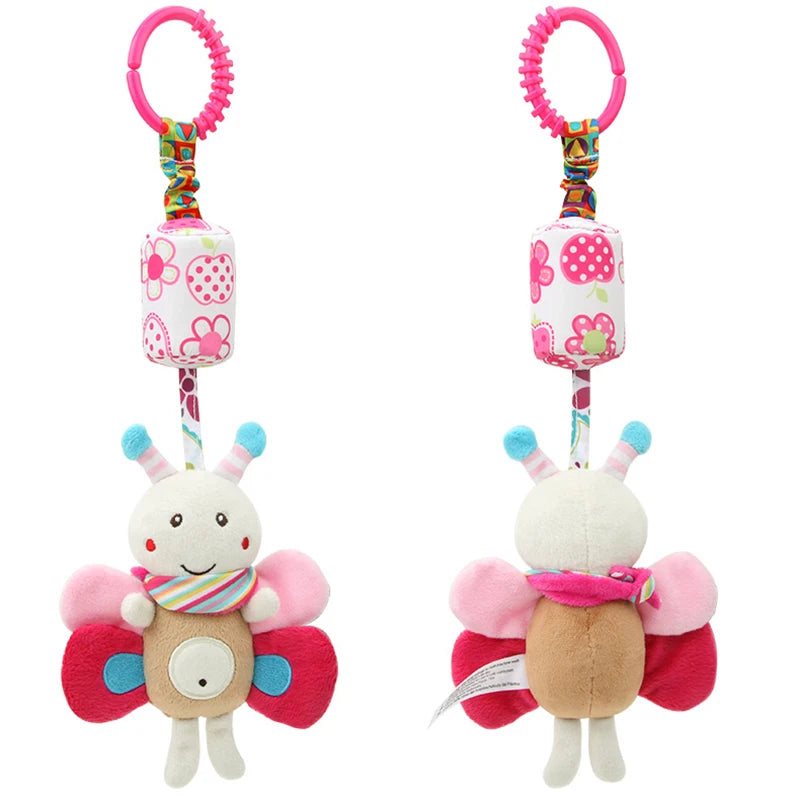 Baby Hanging Rattles Soft Sensory Learning Toy Plush Animals Stroller Infant Car Bed Crib Travel Activity for Babies Toddlers