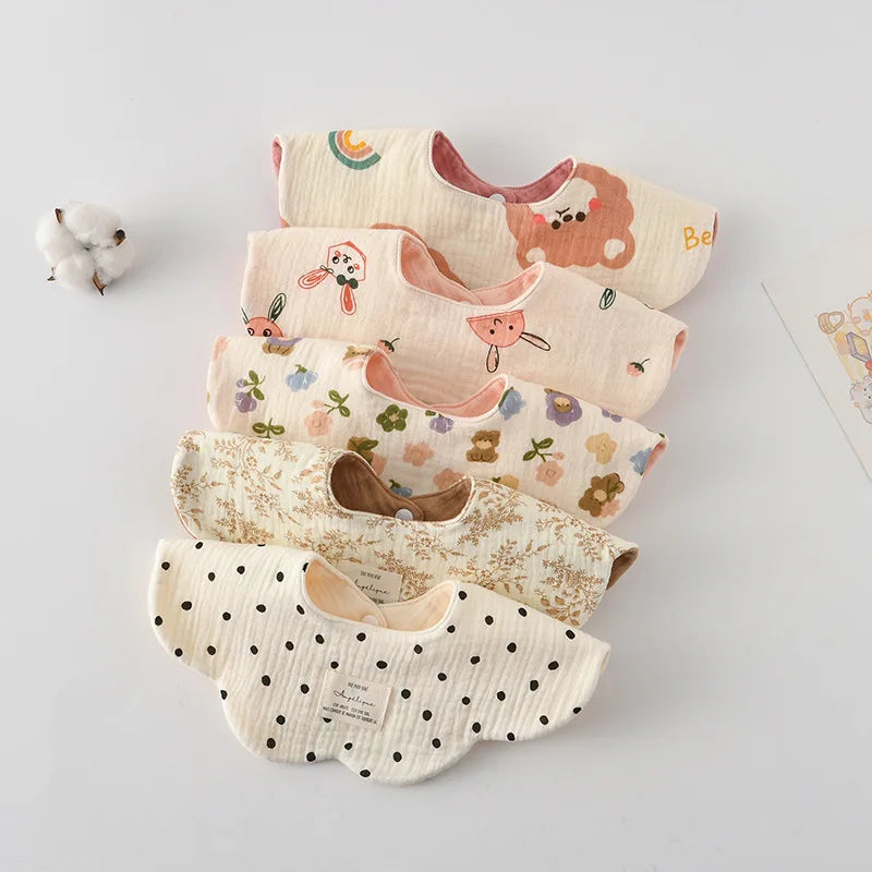 New Cute Cartoon Two-sided Usable Baby Feeding Drool Bib Infants Saliva Towel Cotton Burp Cloth For Newborn Toddler Kids Bibs