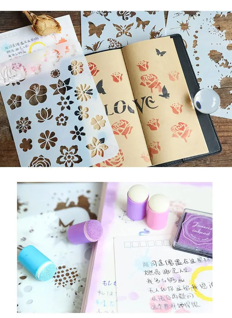 Journamm Finger Painting Kit Drawing Stencils Colorful Inkpad DIY Scrapbooking Creative Stationery Paint Tool School Supplies