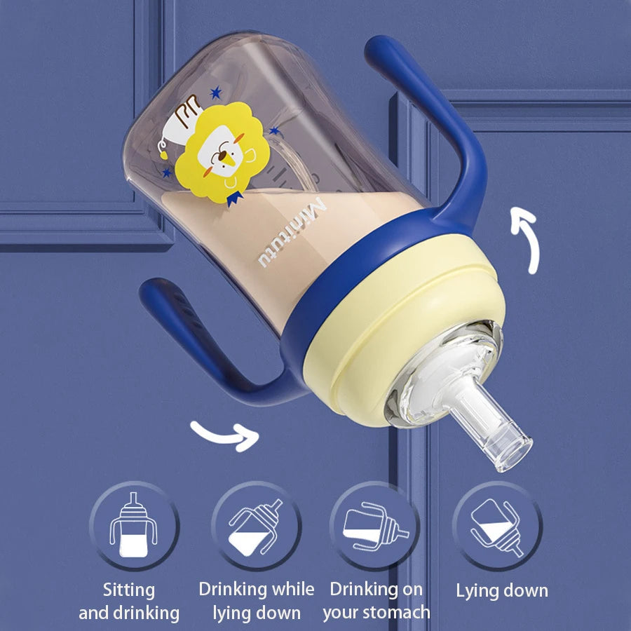 240 ml PP straw cup with gravity ball for babies over 6 months Food-grade liquid silicone straw to protect teeth Square water cu