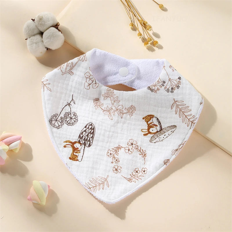 New Baby Cartoon Animal Triangle Bib Pure Cotton Waterproof Boy Girl Kid Printed Saliva Towel Newborn Infant Anti Spitting Cloth