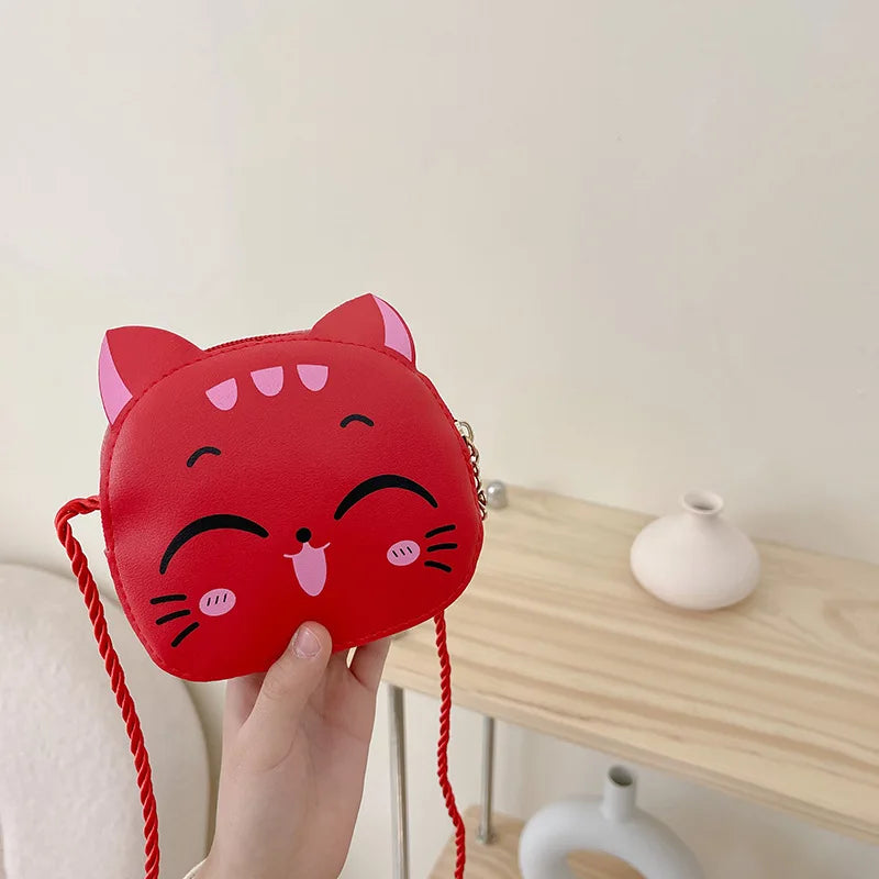 New Outdoor Kids Shoulder Bag PU Leather Cartoon Girls Princess Handbag Cute Cat Travel Baby Mini Coin Purse Messenger Bags