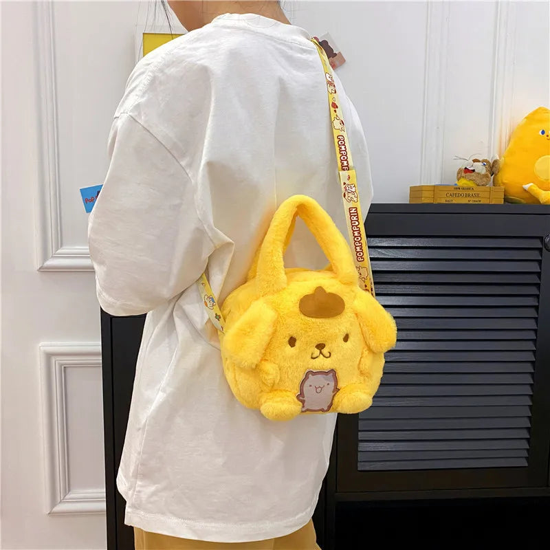 New Cartoon Sanrio Plush Bag Ins Versatile Kuromi Doll Doll Bag Cute Girl Handheld Small Bag