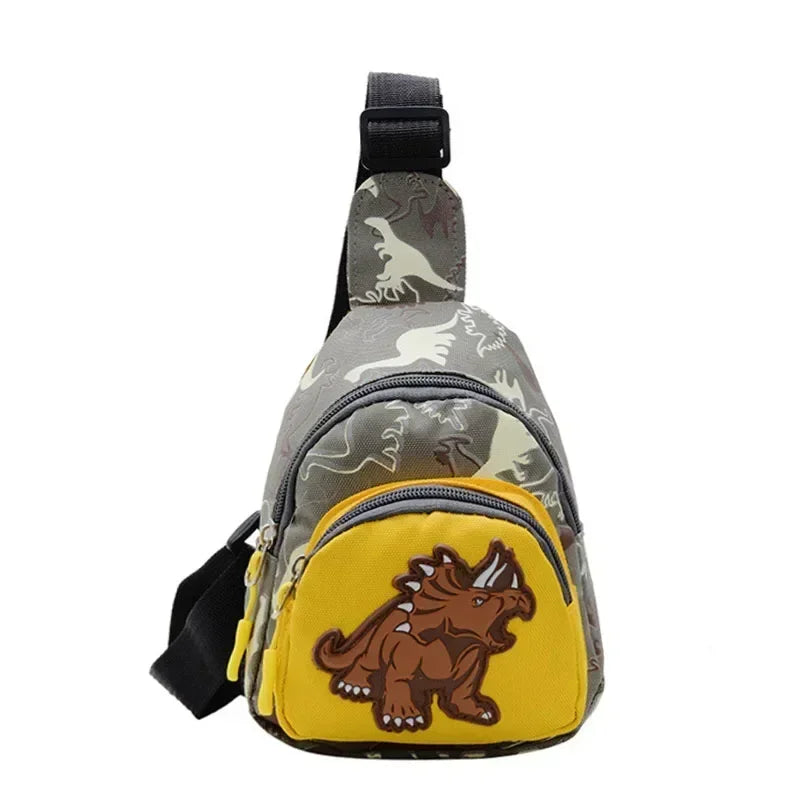 Kids Waist Bags Cartoon Dinosaur Print Outdoor Travel High Capacity Crossbody Zipper Bag Girl Boy Gift Children Chest Pouch Pack