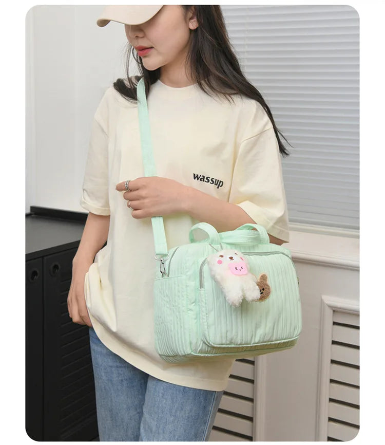 Baby Diaper Bags Maternity Mommy Bag Portable Multi-function Large Capacity Quilted Mom Travel Tote Bottle Storage with Pendant