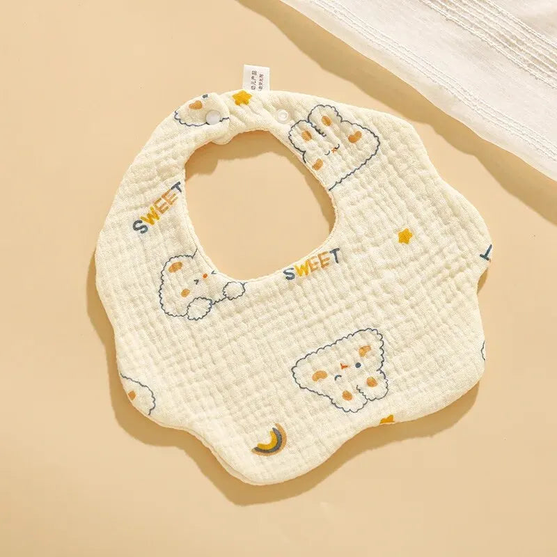 Wholesale Pure Cotton Printed Six-layer 360 Rotatable Baby Feeding Bibs Toddler Saliva Towel Infant Gauze Baby Bib