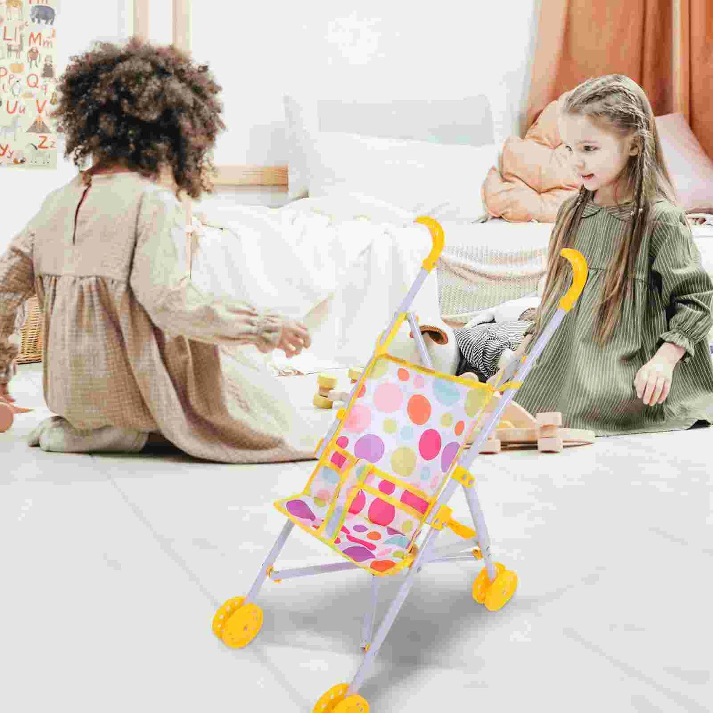 Accessories Trolley Toy Travel Baby Pretend Abs Foldable with Stroller