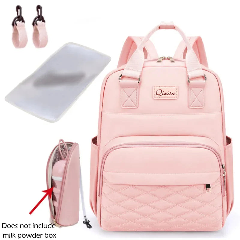 New Mommy Diaper Bags with Diaper Pad Nursing Bags Maternity USB Multifunctional Portable Large Baby Stroller Hanging Bag