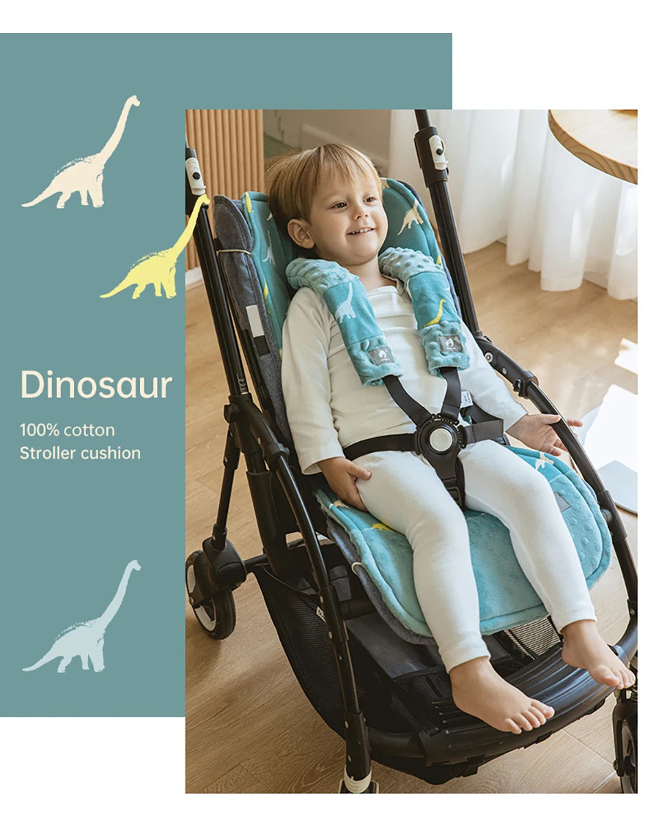 Stroller Cushion & Seat Belt Cover 2Pcs/Set Universal Baby Pram Seat Pad Soft Kids Pushchair Car Mat Stroller Accessories