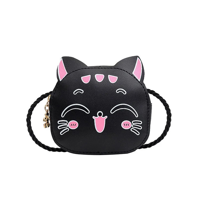 New Outdoor Kids Shoulder Bag PU Leather Cartoon Girls Princess Handbag Cute Cat Travel Baby Mini Coin Purse Messenger Bags