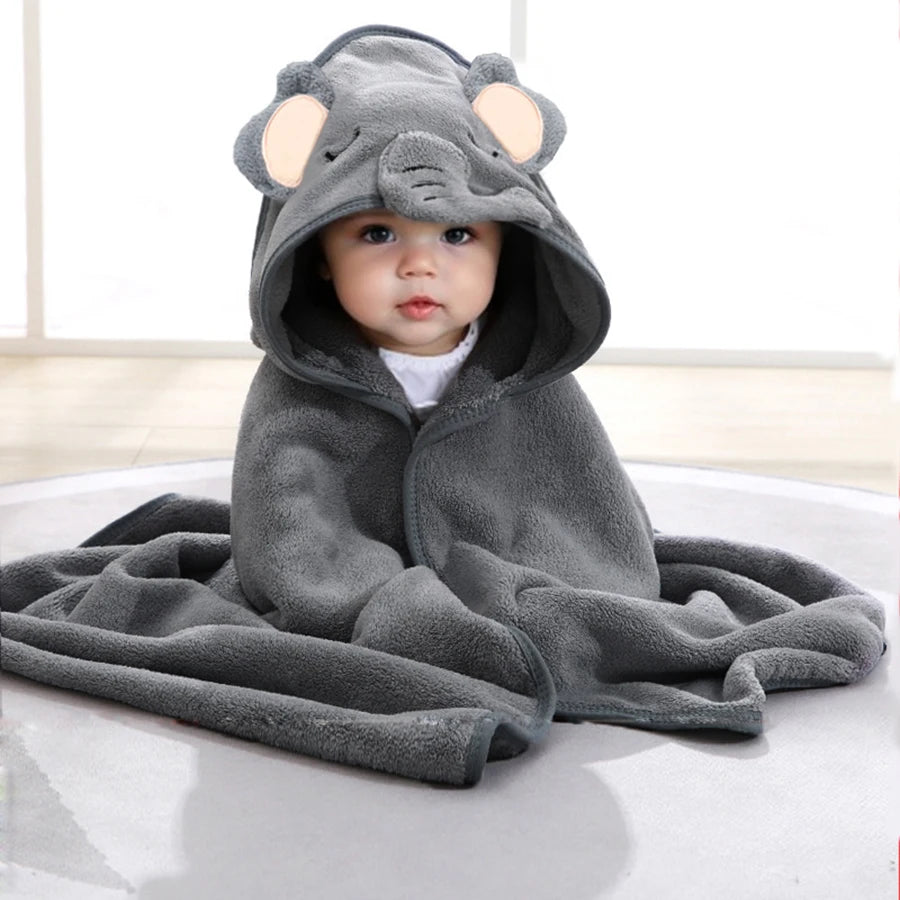 1 pack of baby bath towel cartoon plain baby blanket, bathroom supplies, polyester fiber bathrobe with strong water absorption,