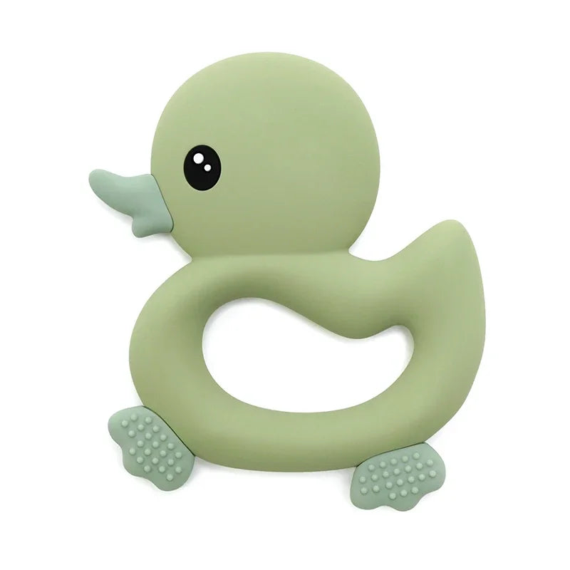 Food Grade Soft Silicone Infant Cartoon Duck Teether Sensory Teething Toys for Newborn Molar Nursing Baby Accessories BPA Free
