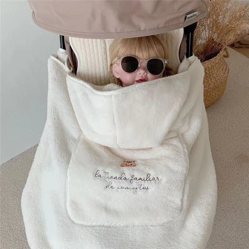 ins cartoon bear plush baby blanket baby stroller windproof blanket travel out portable warm baby swaddle blanket