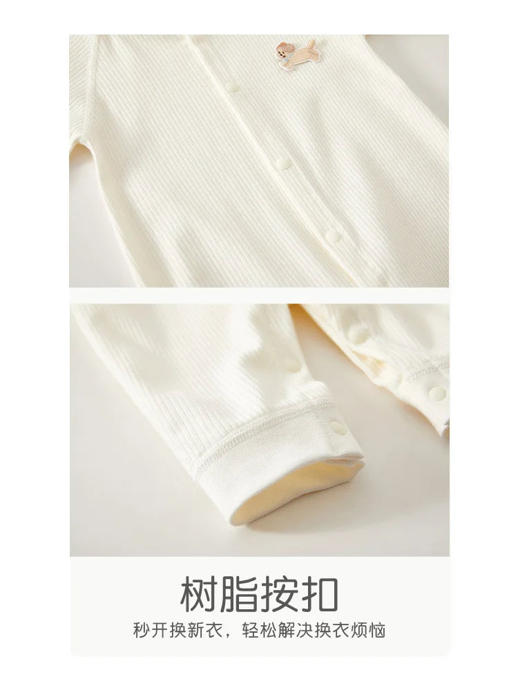 AYNIGIELL Baby Jumpsuit Spring and Autumn Sleepwear Pure Cotton Newborn Clothes 0-18 Months Newborn Boys and Girls Jumpsuit
