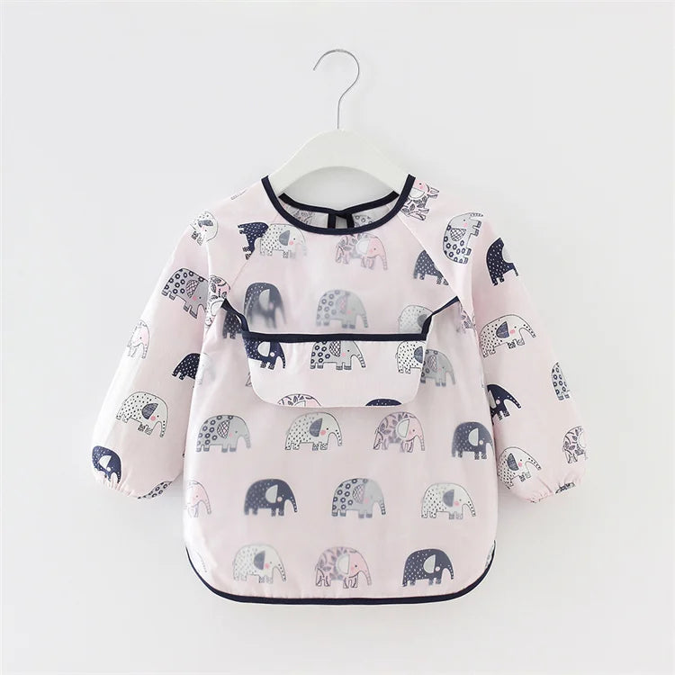 Newborn Baby Bibs Blouse Waterproof Long-sleeved Reverse Dressing Infant Eating Clothes Apron Bib Protective Clothing 0-2Years