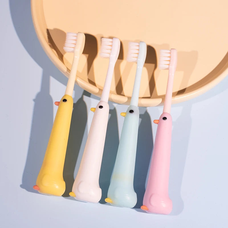 2/4/6/8pcs Cute Duck Children Toothbrushes 0.12mm High-Density Soft-Bristled Tooth Brush Non-Slip Tothbrush For Kids Aged 3-12