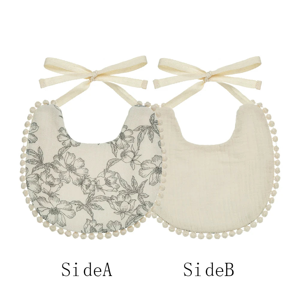 Muslin Cotton Baby Boys Girls Bibs Double Side Flower Rainbow Print Saliva Towel Infant Feeding Burp Cloth Kids Adjustable Scarf