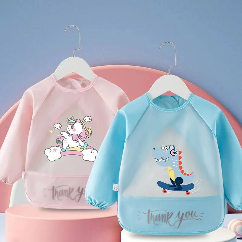 Baby Food Overalls Waterproof Children's Bibs Boys And Girls Drool Towel Four Seasons Long Sleeve No-Wash Apron