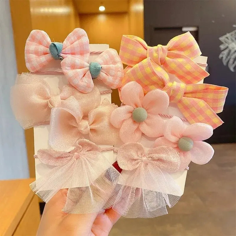 10pcs Hair Accessories Girls Scrunchies Aesthetic Lacos De Cabelo Infantil Bands Kids Bandeaux Elastiquec Headbands Bandes Cute