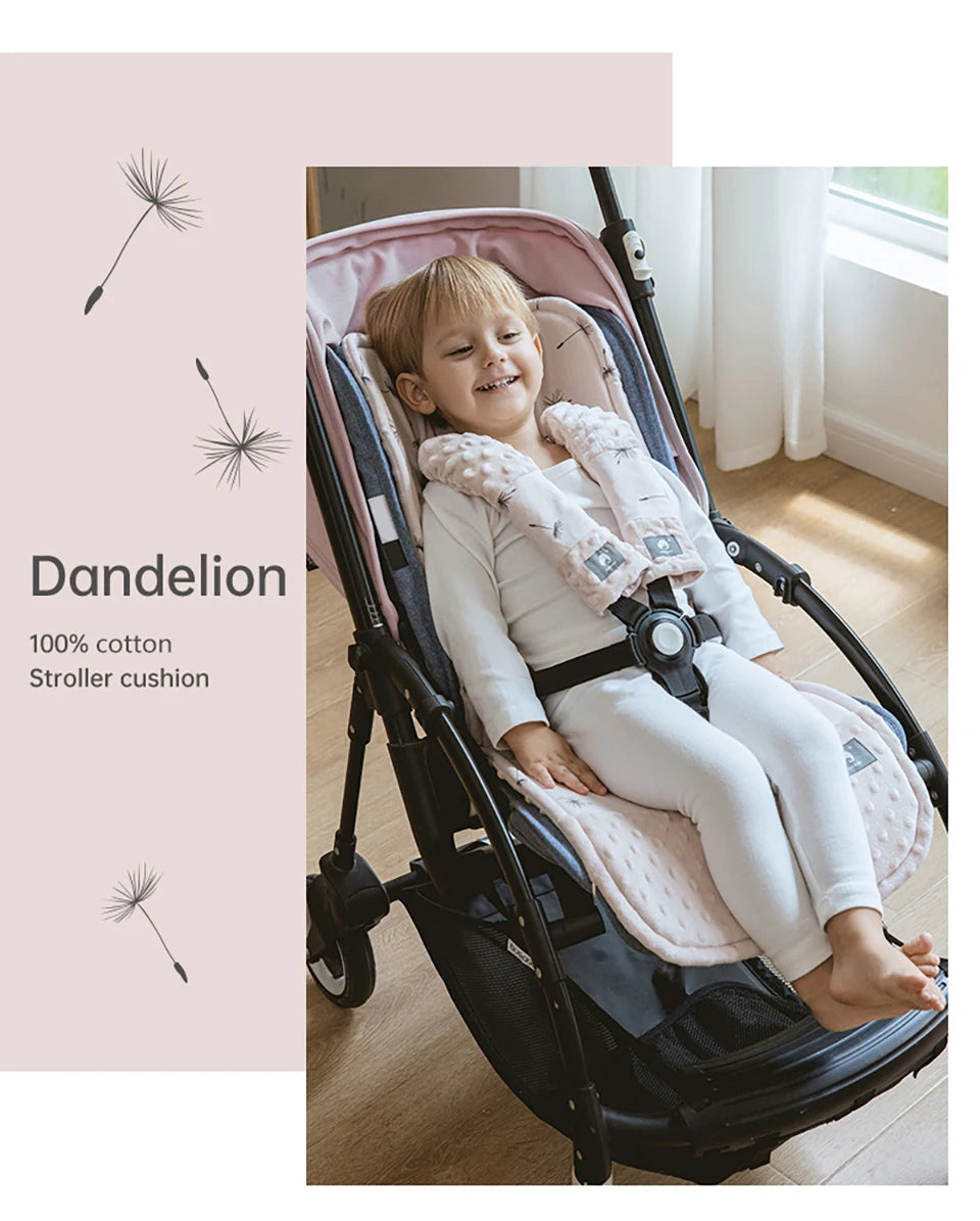 Stroller Cushion & Seat Belt Cover 2Pcs/Set Universal Baby Pram Seat Pad Soft Kids Pushchair Car Mat Stroller Accessories