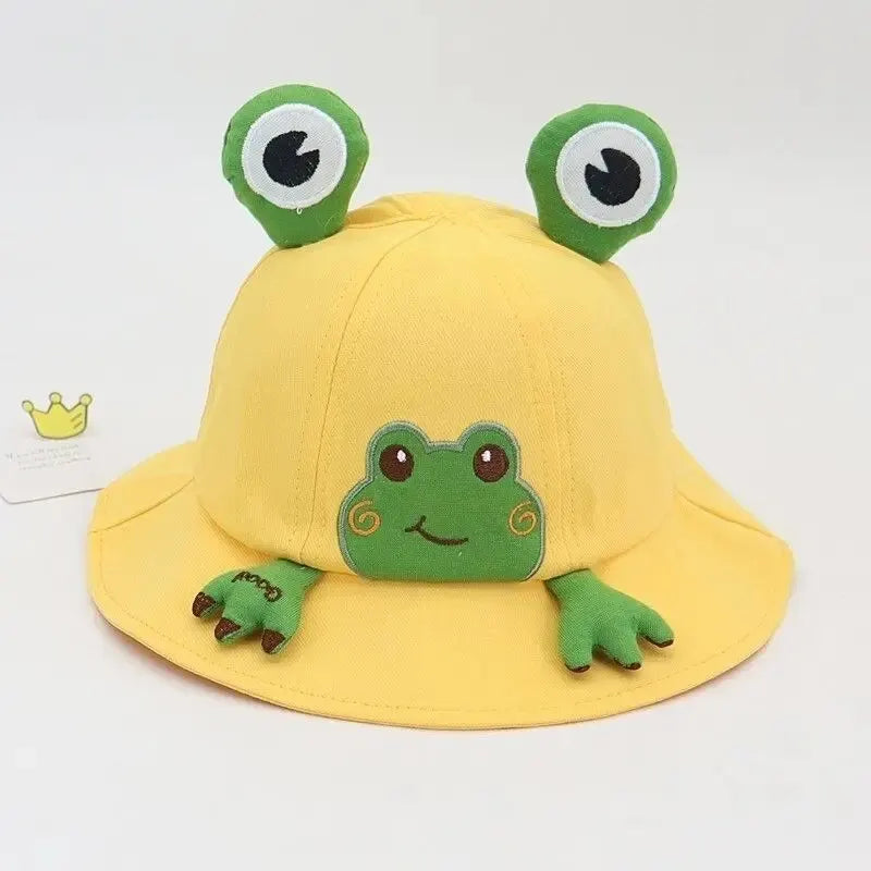 Cartoon Frog Baby Bucket Hat Breathable Soft Cotton Infant Boys Girls Fisherman Cap Outdoor Travel Toddler Sun Hats