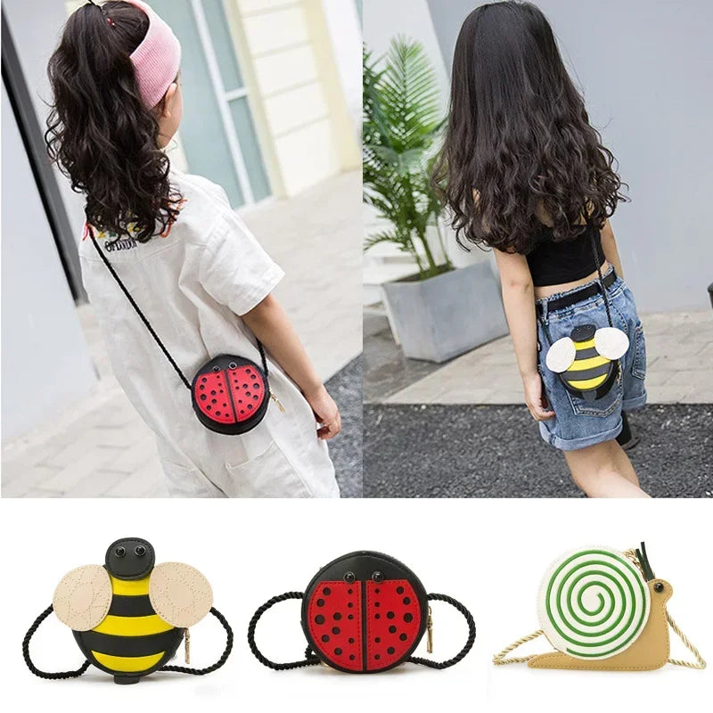 Cartoon Cute Kids Mini Bags for Toddler Bee / Ladybug / Snail Crossbody Bag Adorable Baby Children's Small Handbags Gift